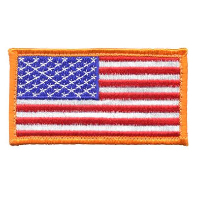 Nášivka US vlajka 4,5 x 8,5 cm ORANŽOVÝ lem