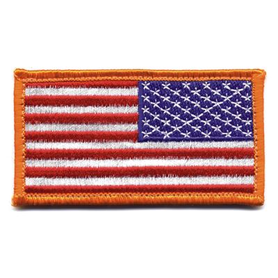 Nášivka US vlajka reverzní 4,5 x 8,5 cm ORANŽOVÝ lem