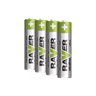 Baterie alkalická RAVER mikrotužková 1,5V AAA / LR03 blistr 4ks